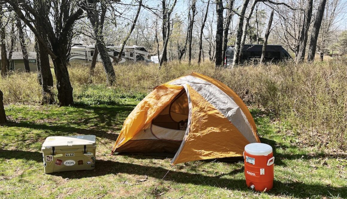 Tent Set Up Shenandoah National Park Yeti Cooler.